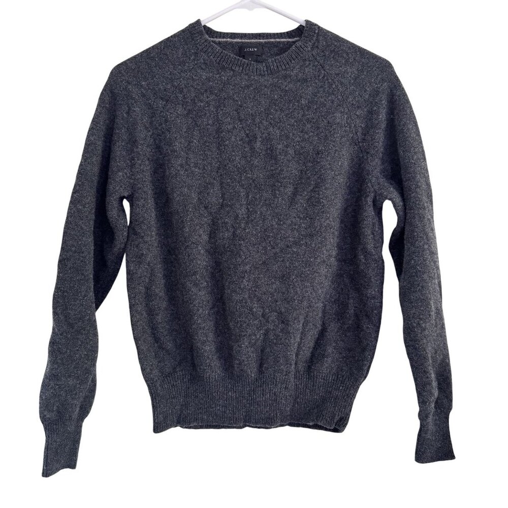 J. Crew Womens Gray Lambswool Rib Knitted Long Sleeve Crew Neck Sweater Size S